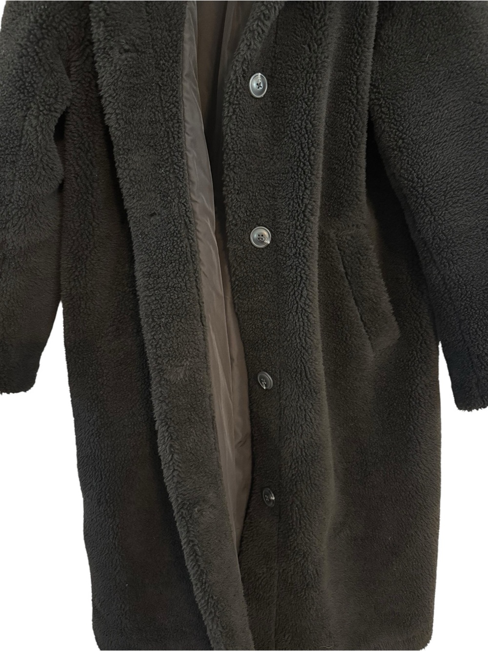 GAP Long Sherpa Coat Black Teddy Women’s Size Large 742102 - Picture 8 of 12